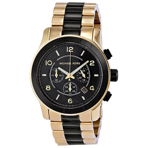 michael kors runway watch black and gold|michael kors black chronograph watch.